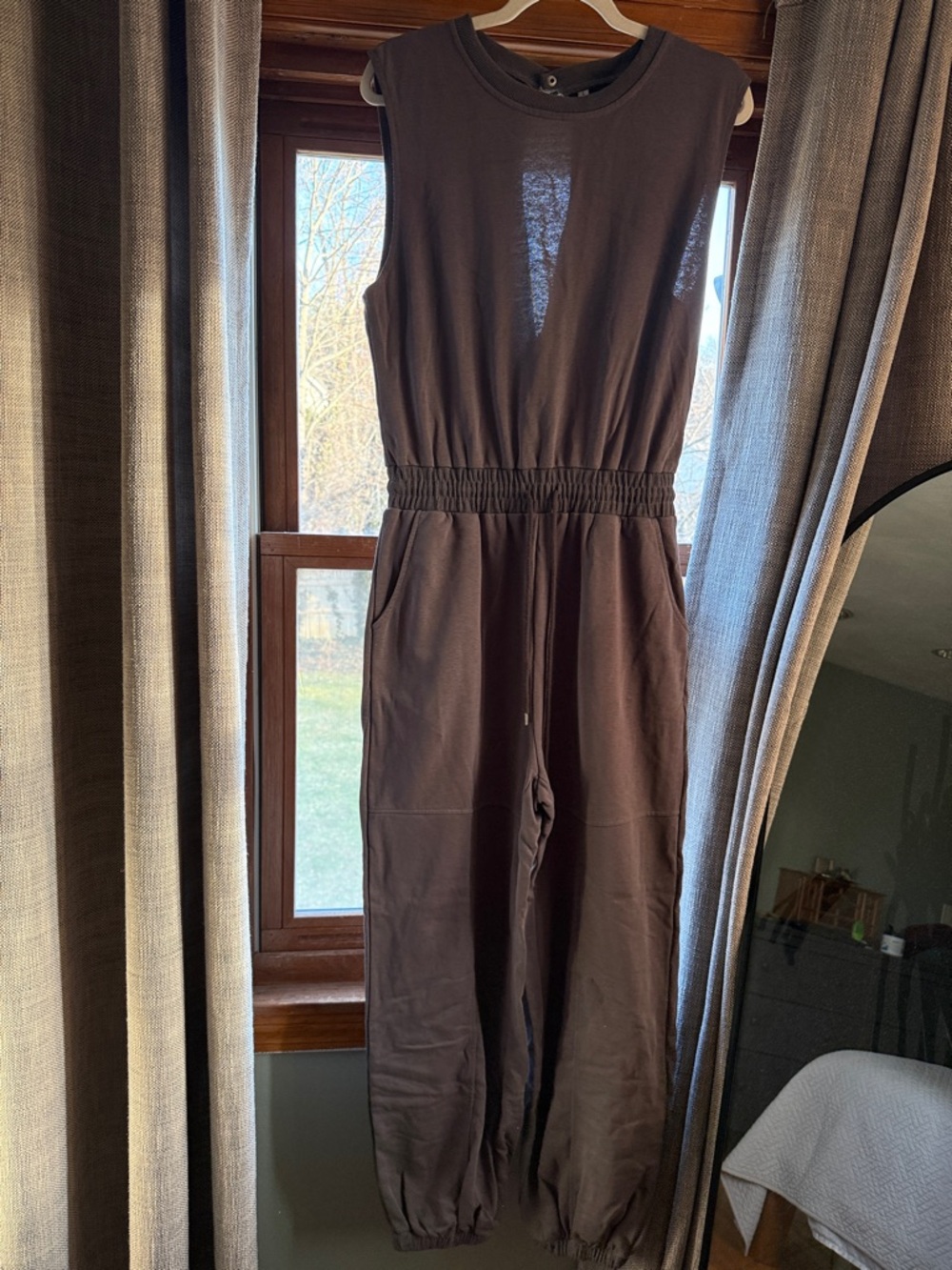 Sleeveless Elastic-Waist Gray Jumpsuit